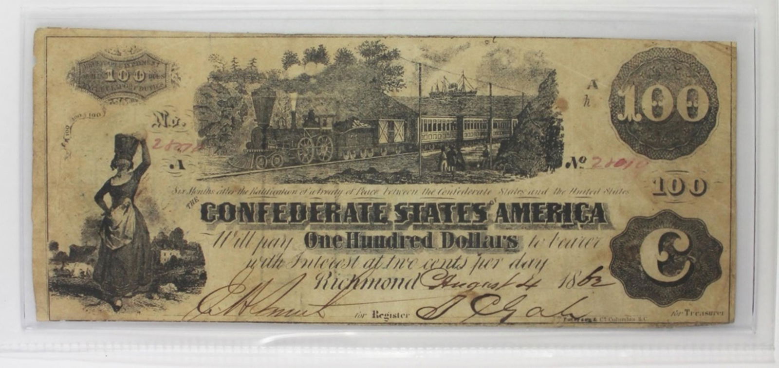 $100 CONFEDERATE 1862 T-39 (1 of 3)