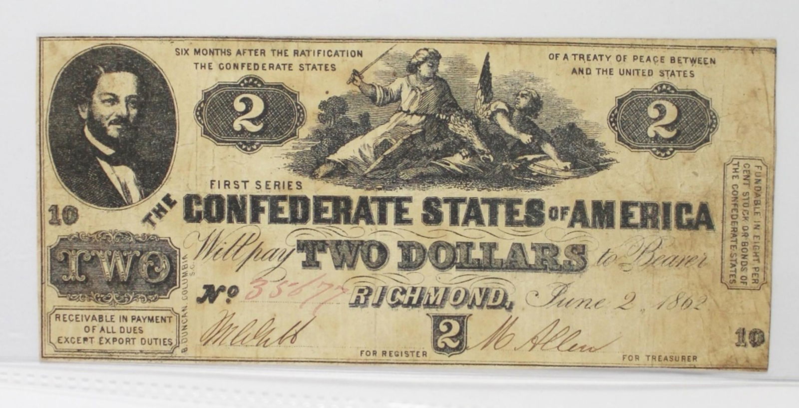 $2 CONFEDERATE 1862 T-42 (1 of 3)