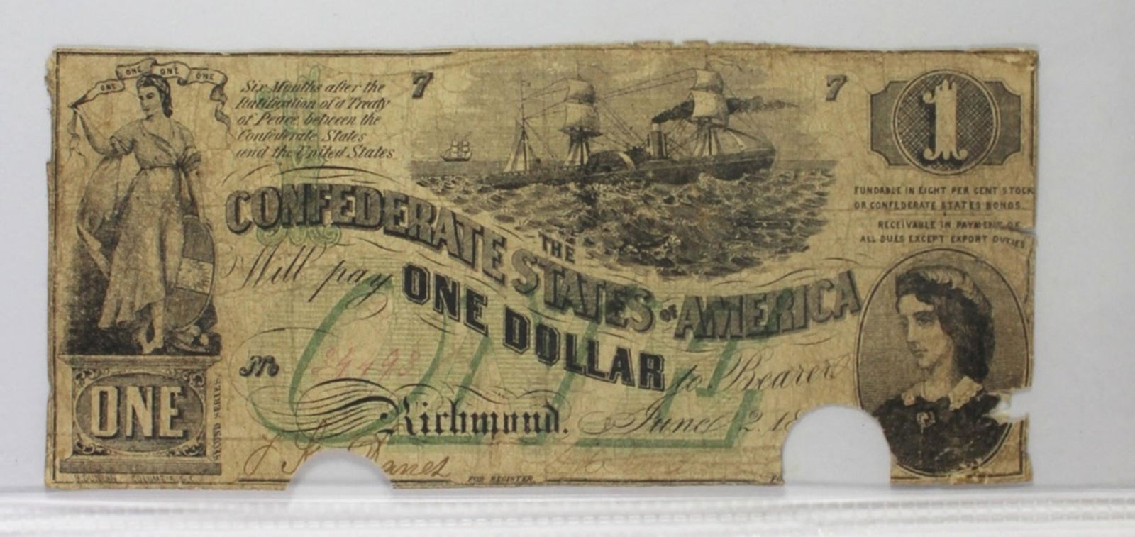 $1 CONFEDERATE 1862 T-45 (1 of 3)