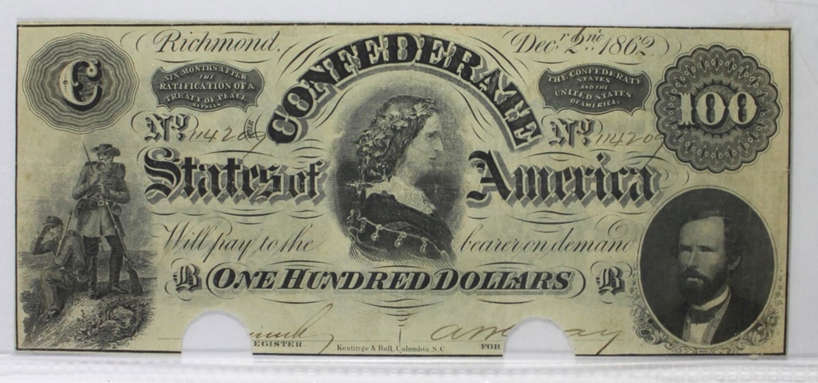 $100 CONFEDERATE 1862 T-49 (1 of 3)