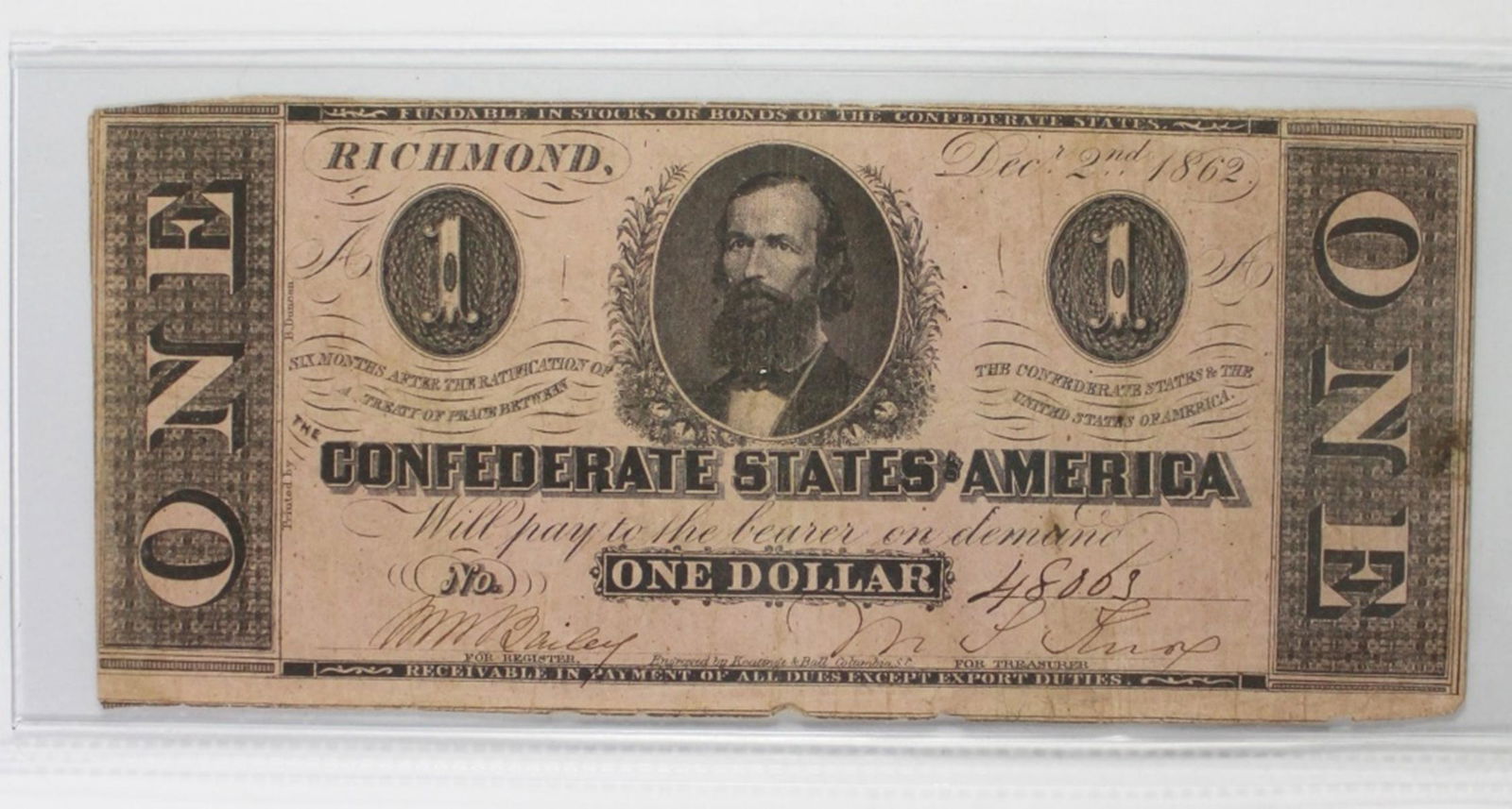 $1 CONFEDERATE 1862 T-55 (1 of 3)