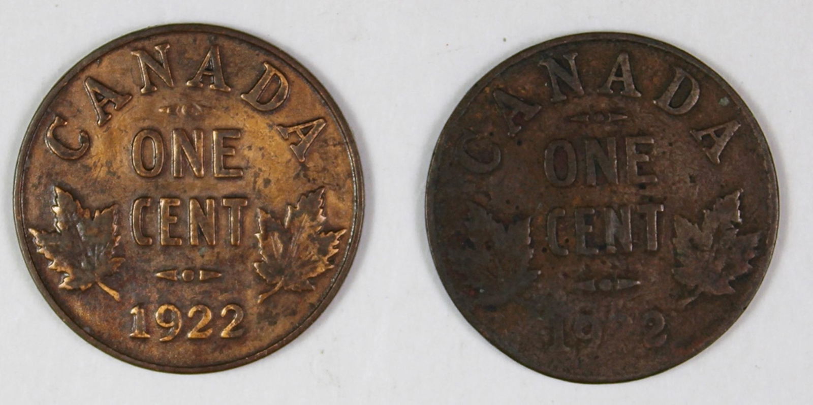 (2) 1922 CANADA CENTS (1 of 2)