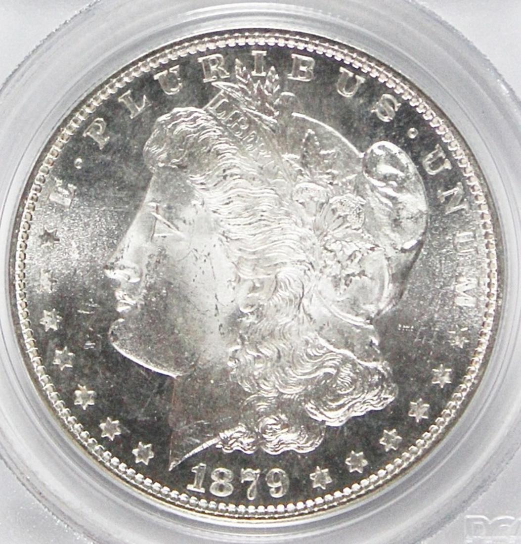1879-S MORGAN SILVER DOLLAR: PCGS MS 65 BLAST WHITE OLD GREEN LABEL! SUPERB! ESTIMATE: $250-$300