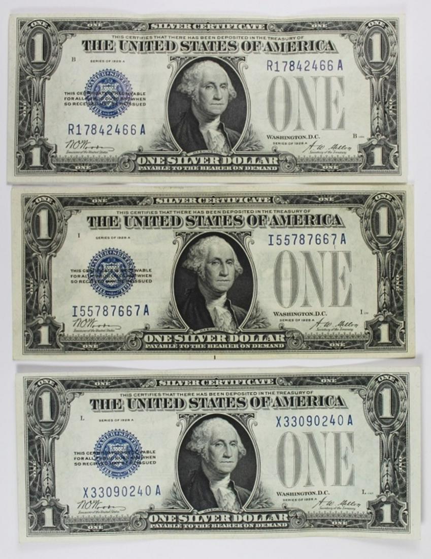 (3) 1928-A $1.00 SILVER CERTIFICATES (1 of 2)