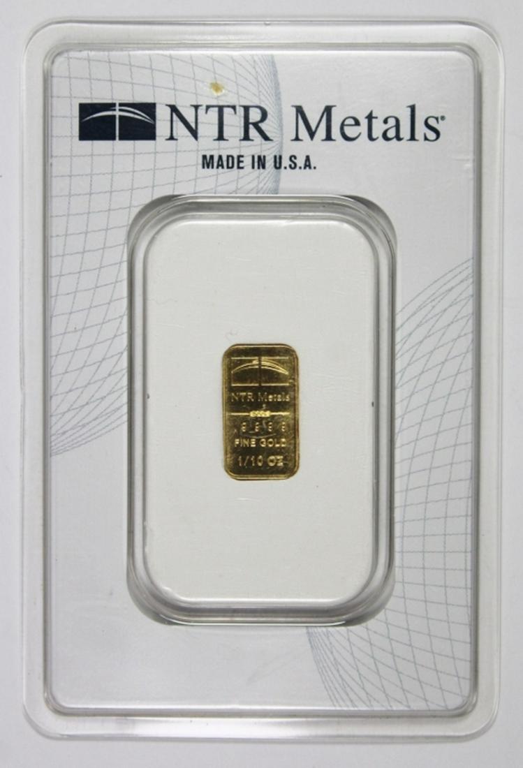 1/10 OZ .999 GOLD BAR: NTR. ESTIMATE: $300-$400