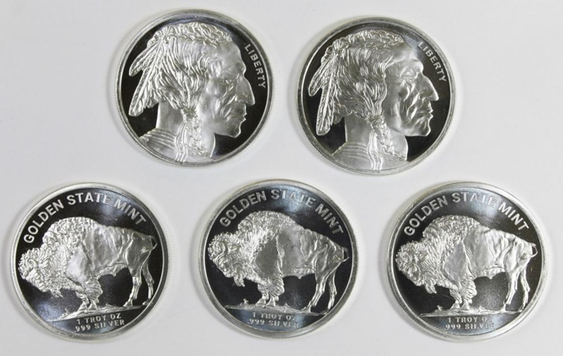 (5) 1 OZ SILVER ROUNDS (1 of 1)