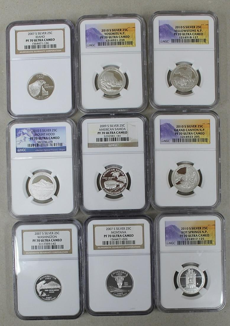 (9) SILVER NGC PF 70  U.C. QUARTERS (1 of 1)