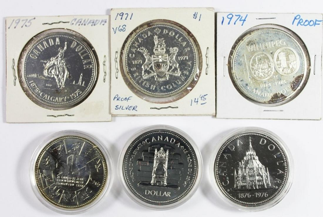 (6) DIFFERENT 50% SILVER CANADA SILVER DOLLARS (1 of 1)