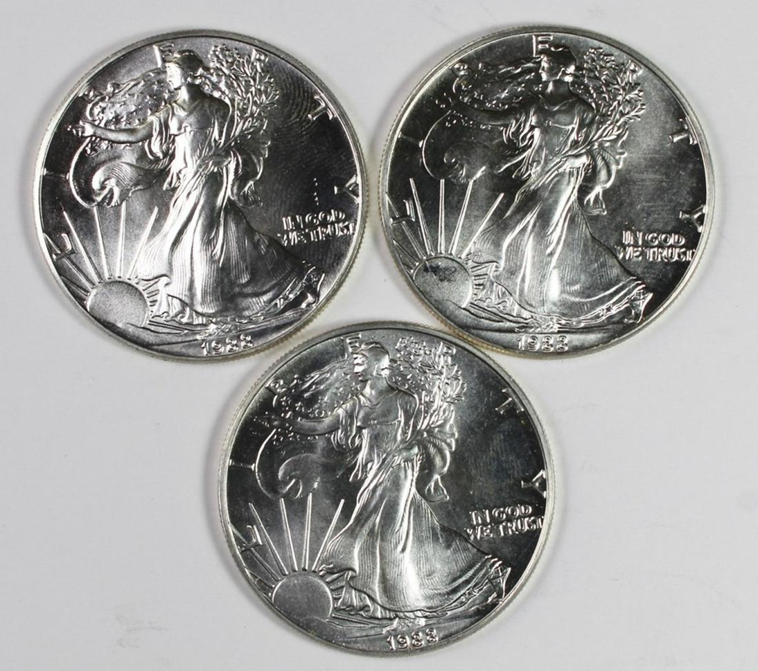 (3) 1988 AMERICAN SILVER EAGLES (1 of 1)
