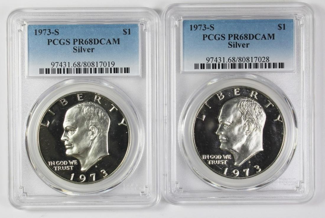 (2) 1973-S SILVER EISENHOWER DOLLARS (1 of 2)