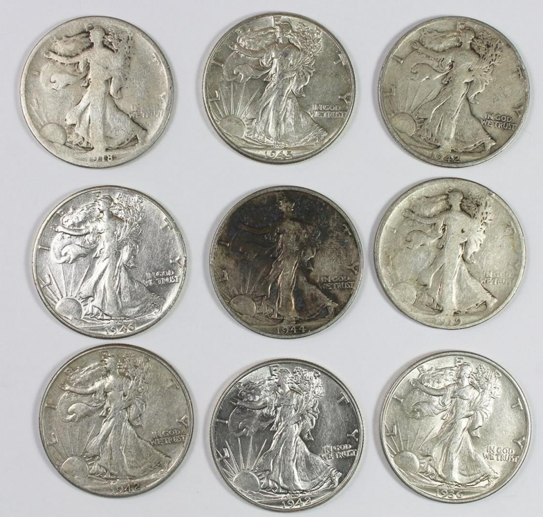 (9) WALKING LIBERTY HALF DOLLARS (1 of 2)