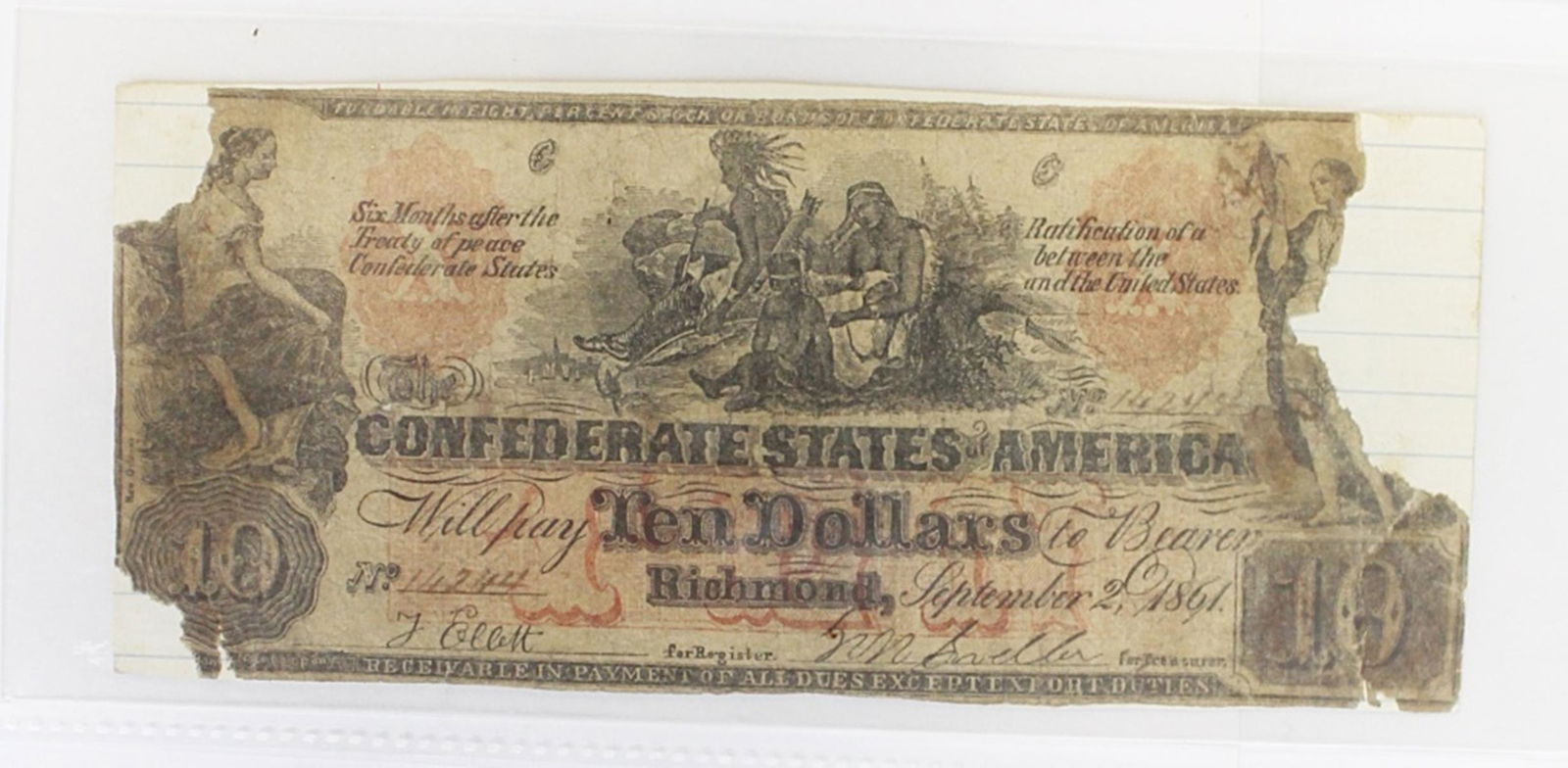 VERY RARE $10 COUNTERFEIT CONFEDERATE NOTE (1 of 3)