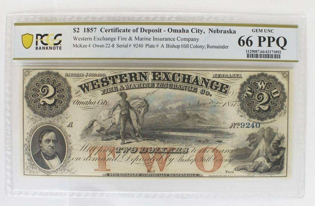 1857 $2.00 WESTERN EXCHANGE (1 of 2)