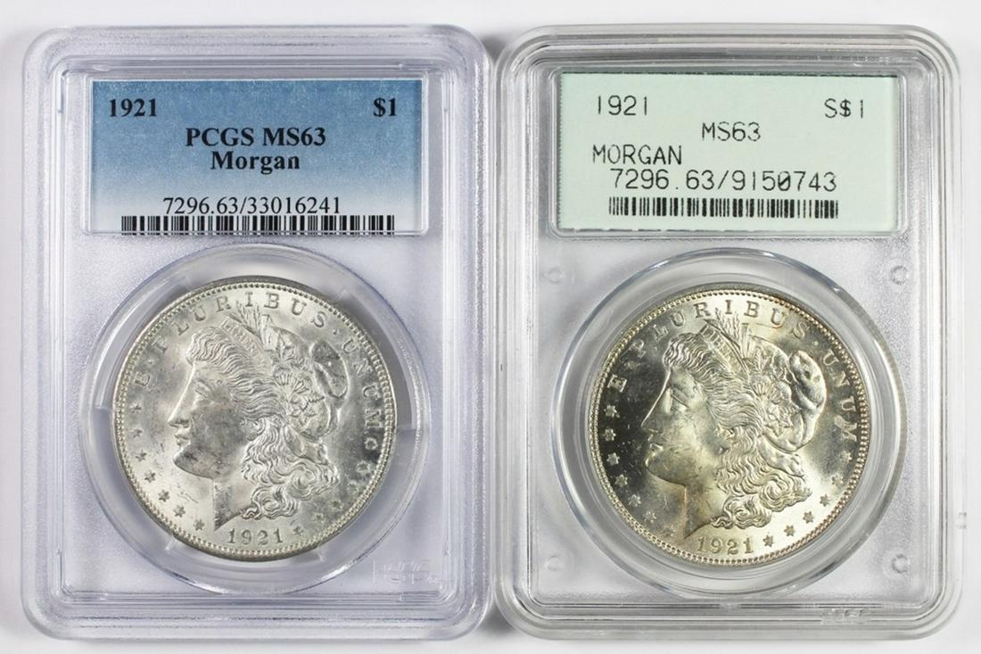 (2) 1921 MORGAN SILVER DOLLARS (1 of 2)