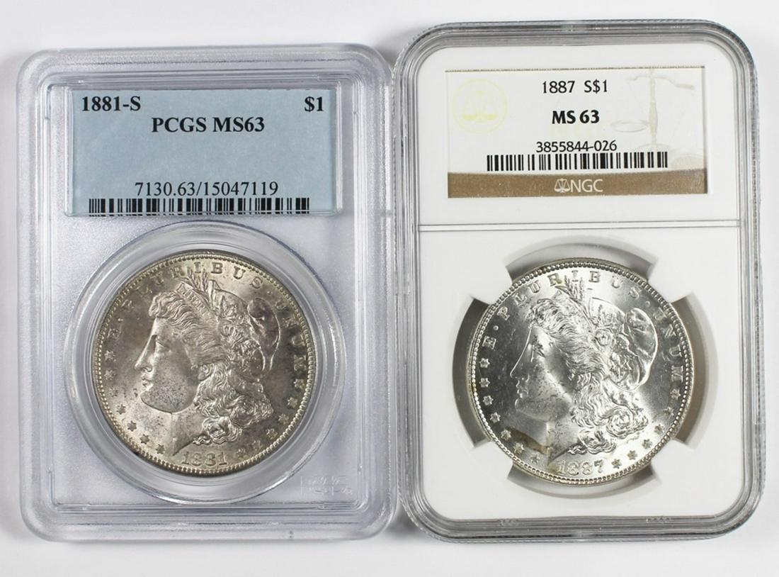 MORGAN SILVER DOLLARS GRADED MS 63 (1 of 2)