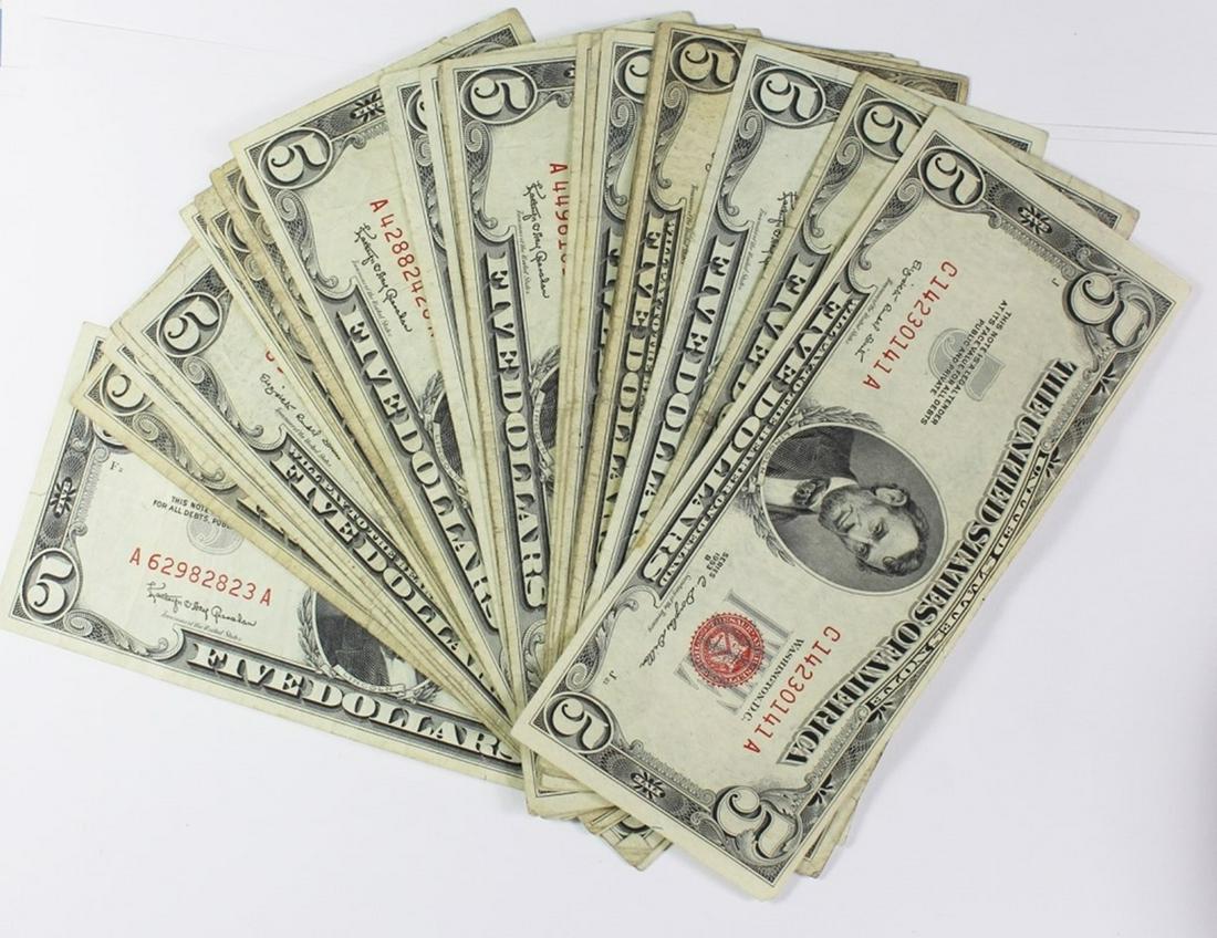 (21) VERY NICE $5 U.S. NOTES (1 of 1)