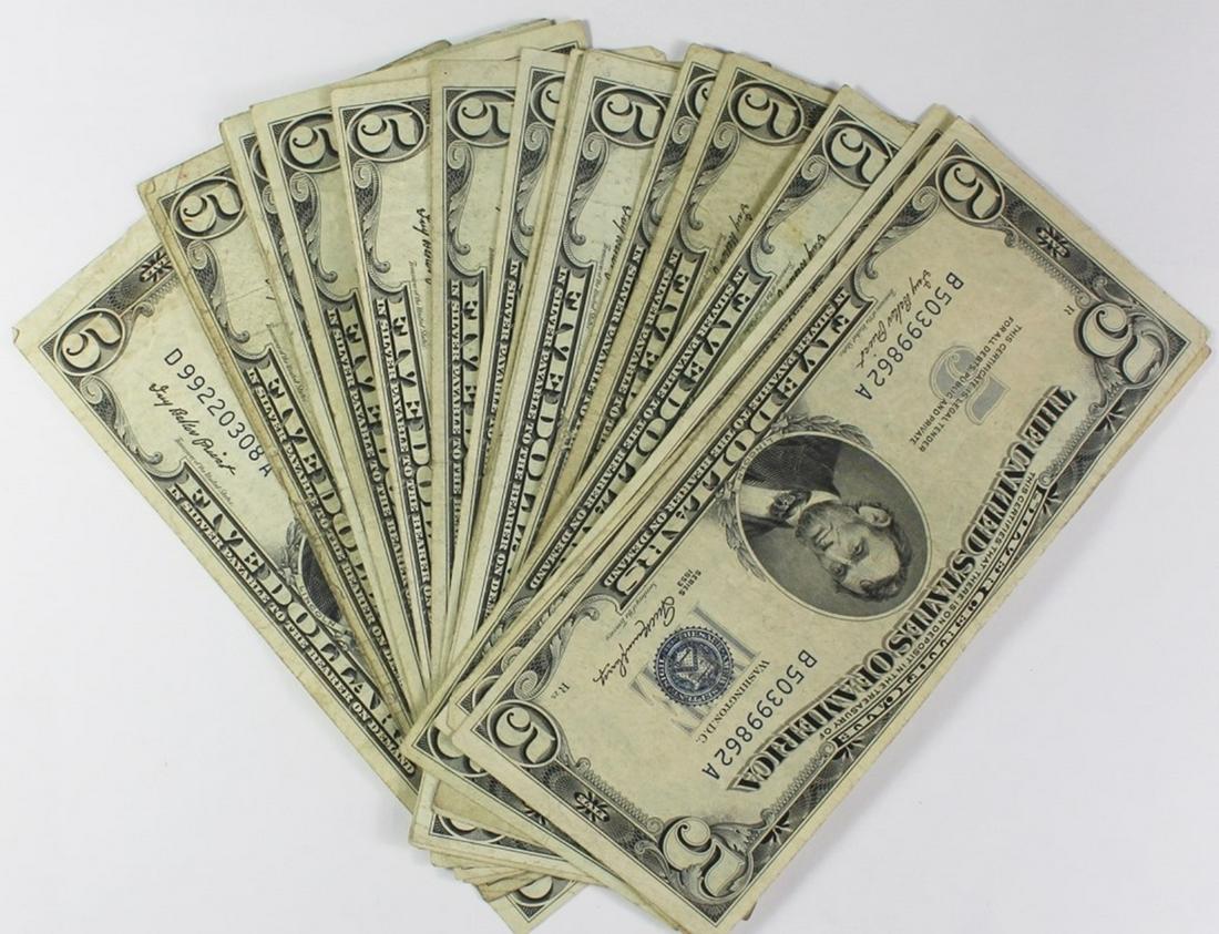 (22) VERY NICE $5.00 SILVER CERTIFICATES (1 of 1)