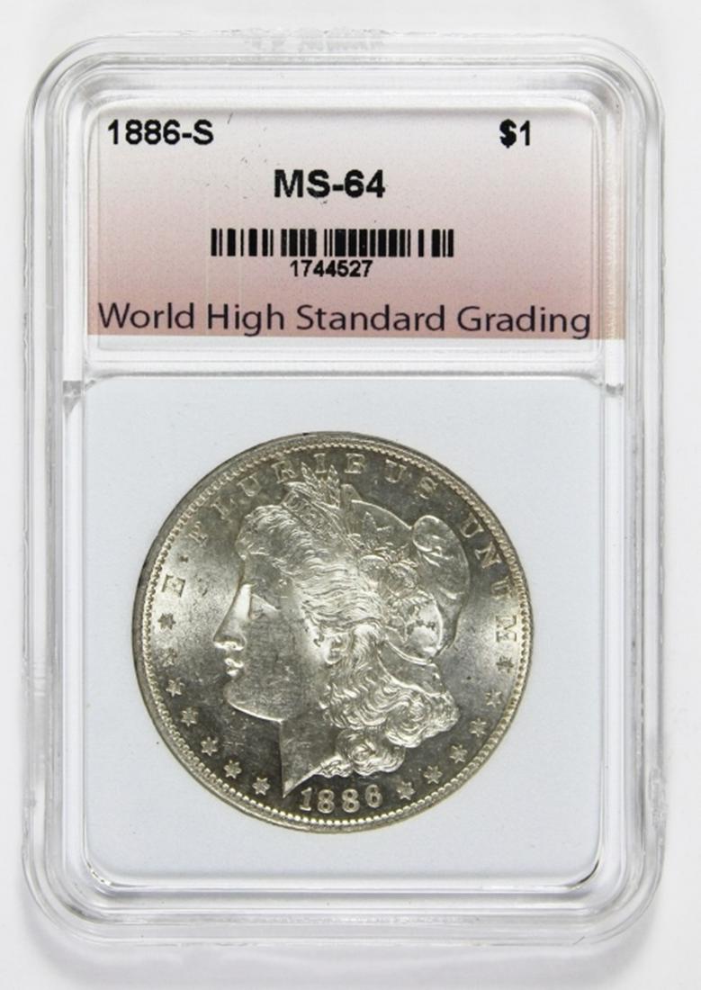 1886-S MORGAN SILVER DOLLAR: AGP MS 64 BLAST WHITE! ESTIMATE: $875-$975