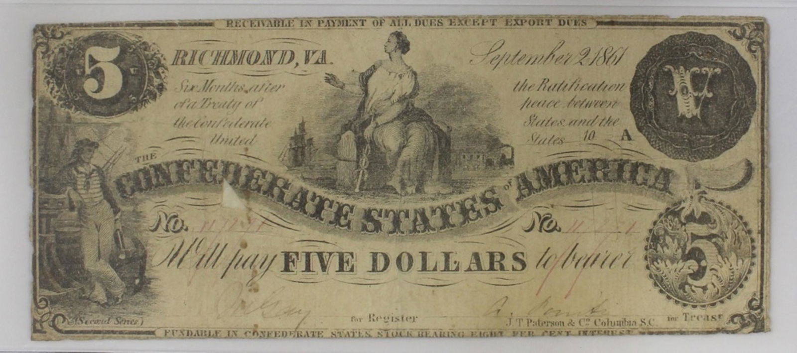 RARE 1861 CONFEDERATE NOTE (1 of 3)