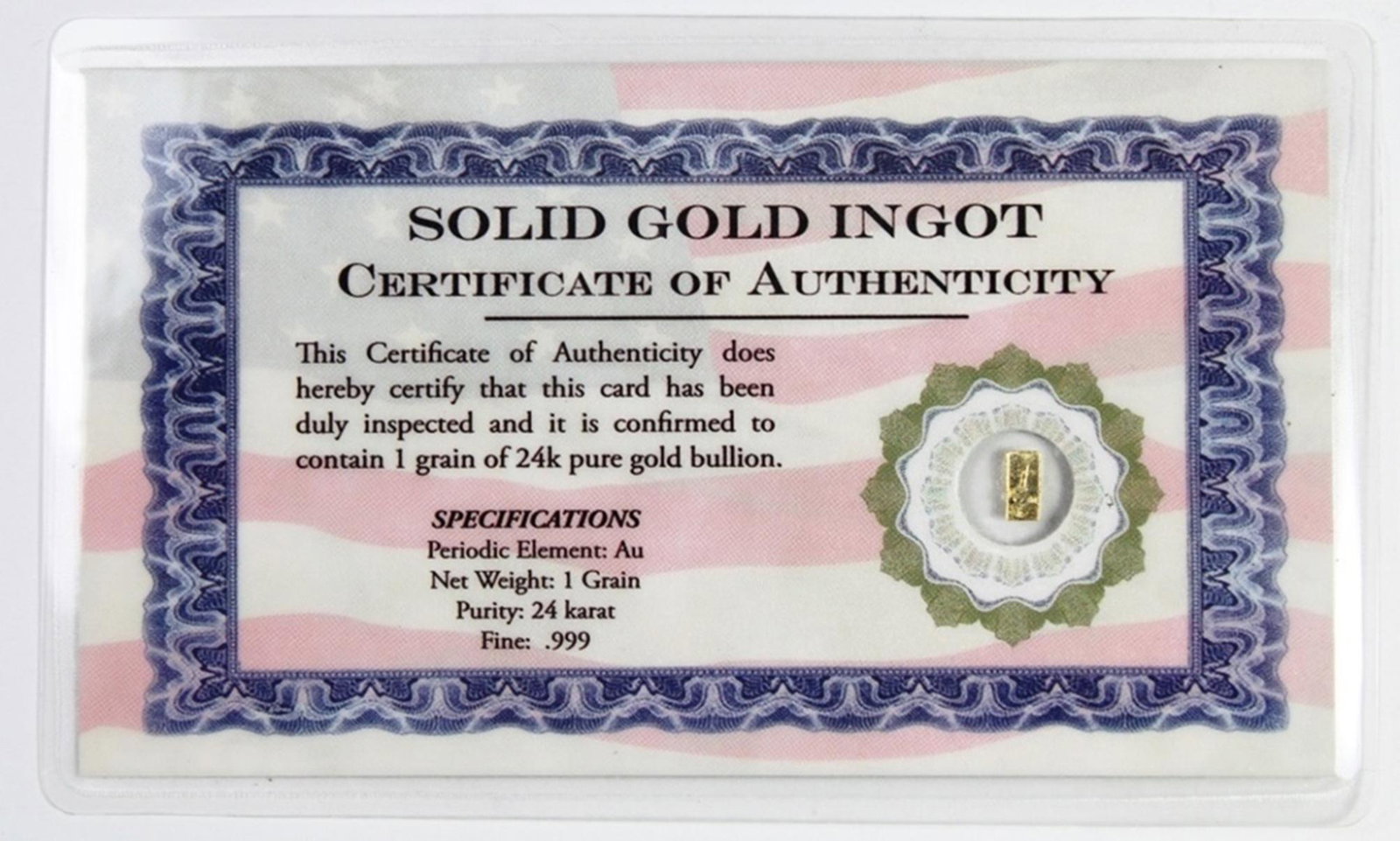 GOLD GRAIN: .999 PURE GOLD. ESTIMATE: $150-$200