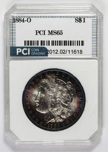 1884-O MORGAN SILVER DOLLAR: PCI MS 65. ESTIMATE: $120-$150