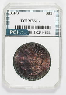 1881-S MORGAN SILVER DOLLAR: PCI MS 65+. ESTIMATE: $125-$150