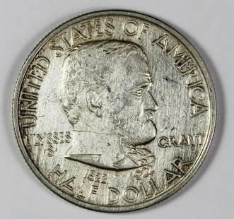 1922 GRANT HALF DOLLAR: AU/UNC. ESTIMATE: $90-$125
