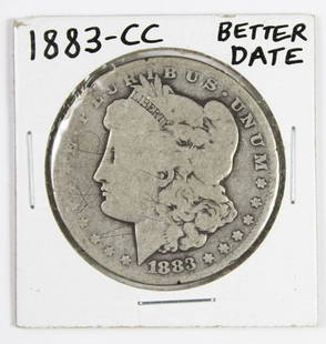 1883-CC MORGAN SILVER DOLLAR: GOOD. ESTIMATE: $100-$150