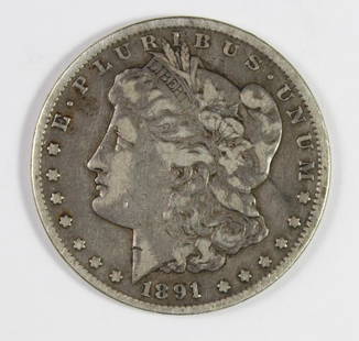1891-CC MORGAN SILVER DOLLAR: FINE. ESTIMATE: $125-$150