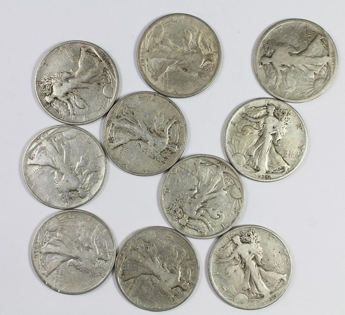 (10) WALKING LIBERTY HALF DOLLARS (1 of 1)