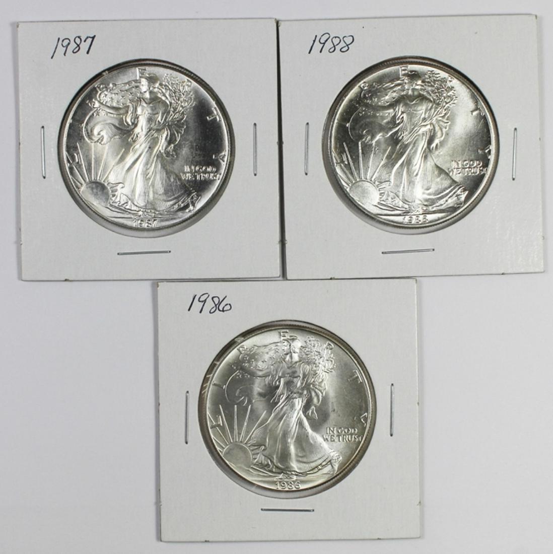 GEM BU AMERICAN SILVER EAGLES (1 of 2)