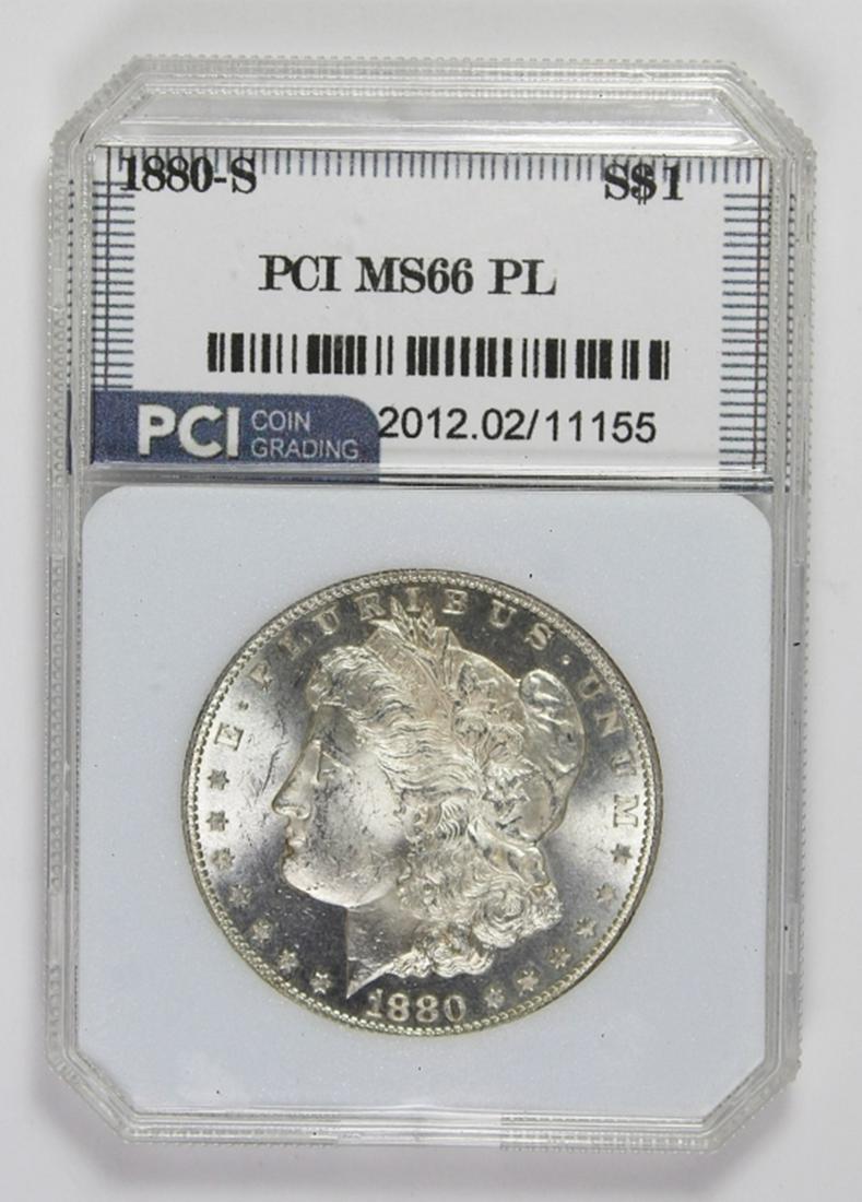 1880-S MORGAN SILVER DOLLAR: PCI MS 66 PL. ESTIMATE: $200-$250