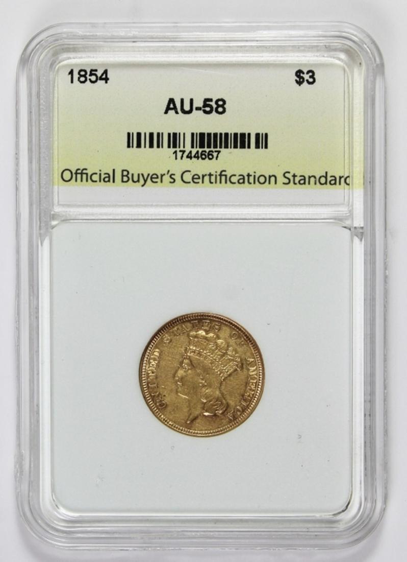 1854 $3.00 GOLD (1 of 2)