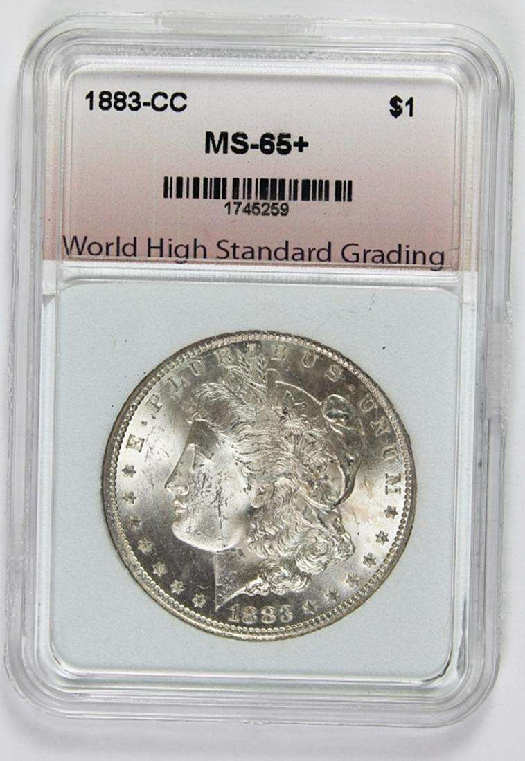 1883-CC MORGAN SILVER DOLLAR: WHSG MS 65+. BLAST WHITE! ESTIMATE: $650-$750