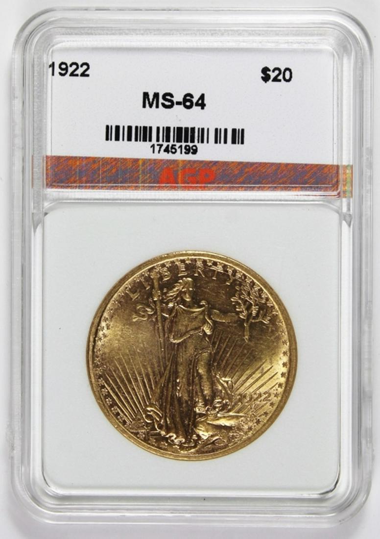 1922 $20 GOLD ST GAUDEN'S (1 of 2)
