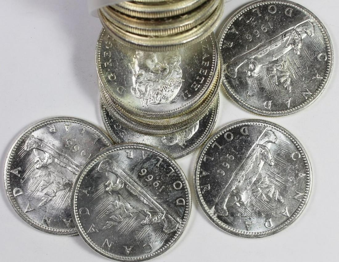 ROLL OF 1966 CANADA SILVER DOLLARS (1 of 1)
