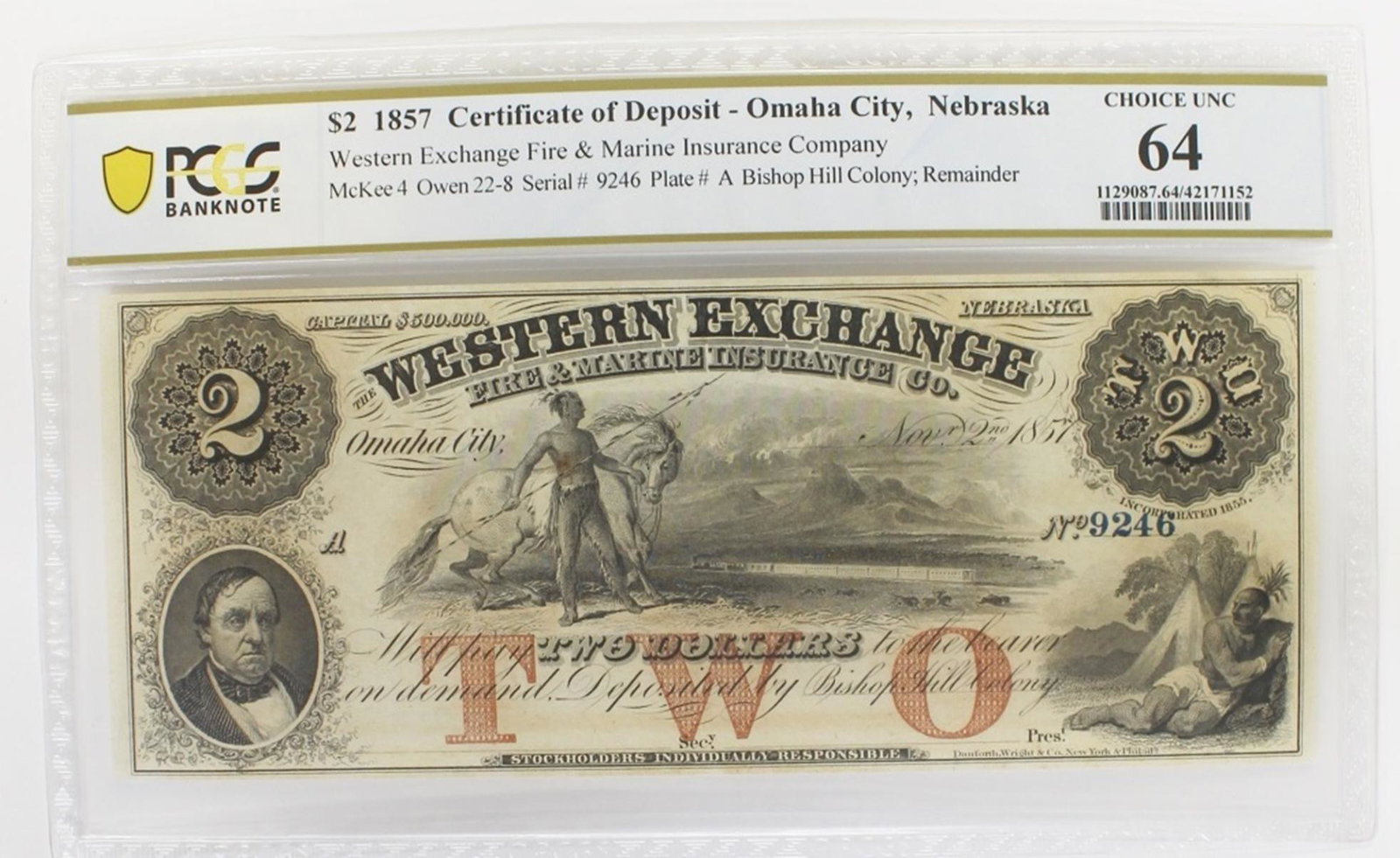 1857 $2.00 WESTERN EXCHANGE (1 of 2)