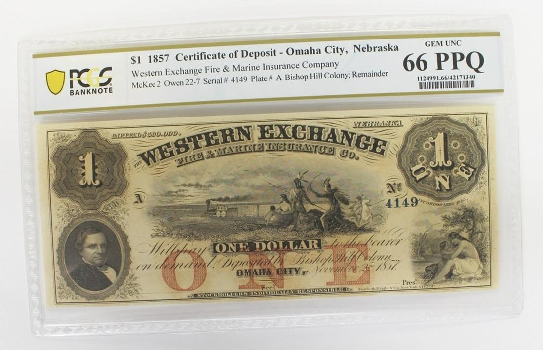 1857 $1.00 WESTERN EXCHANGE (1 of 2)