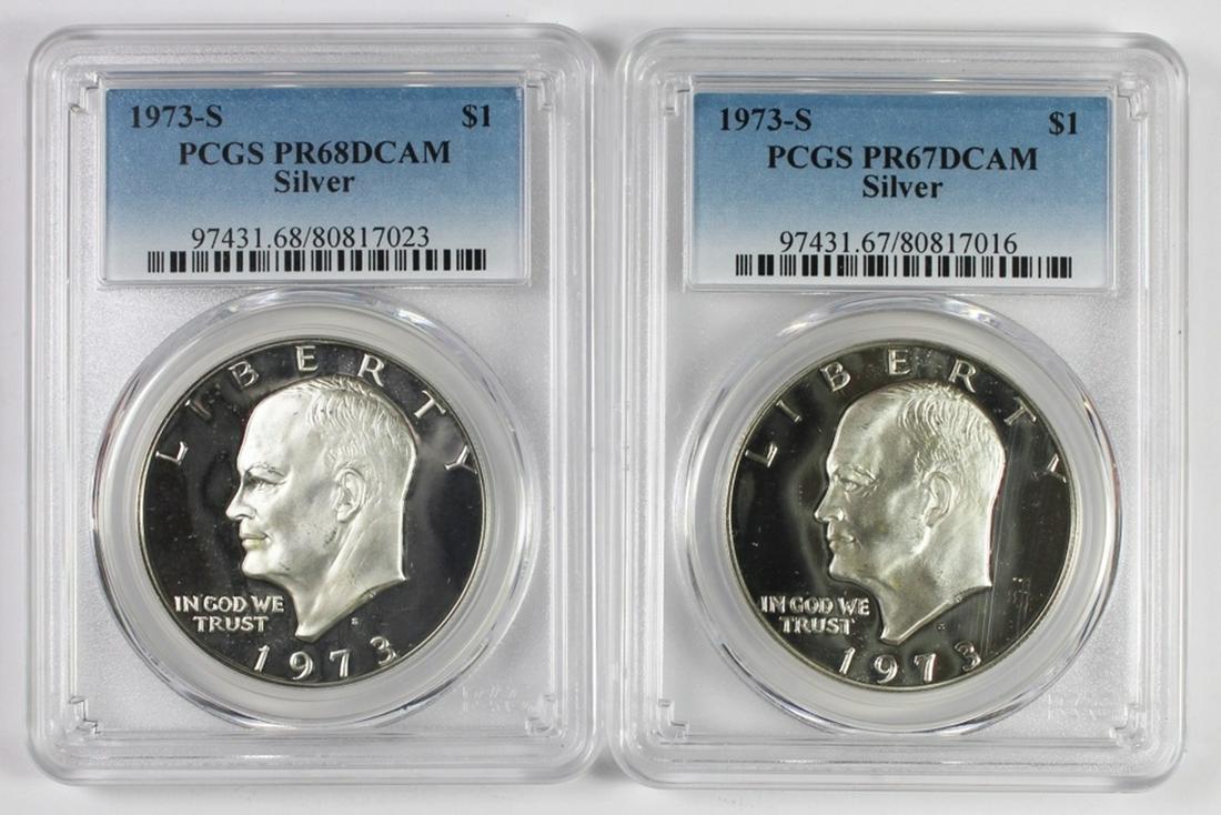 (2) 1973-S SILVER EISENHOWER DOLLARS (1 of 2)
