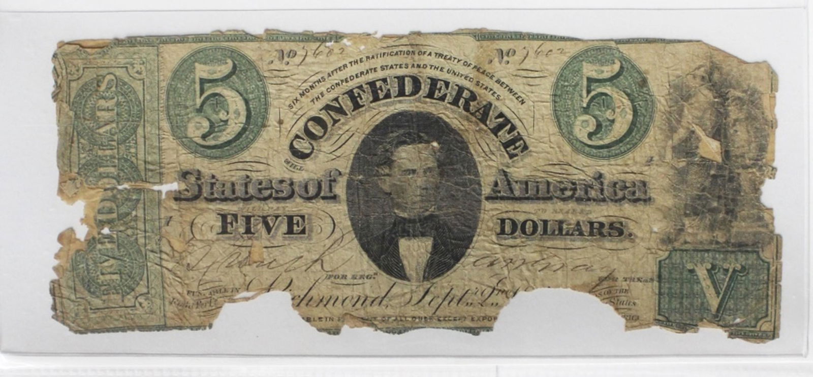 CONFEDERATE 1861 $5 (1 of 2)