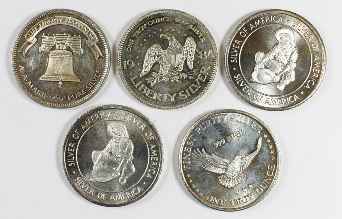 (5) 1 OZ SILVER ROUNDS (1 of 1)