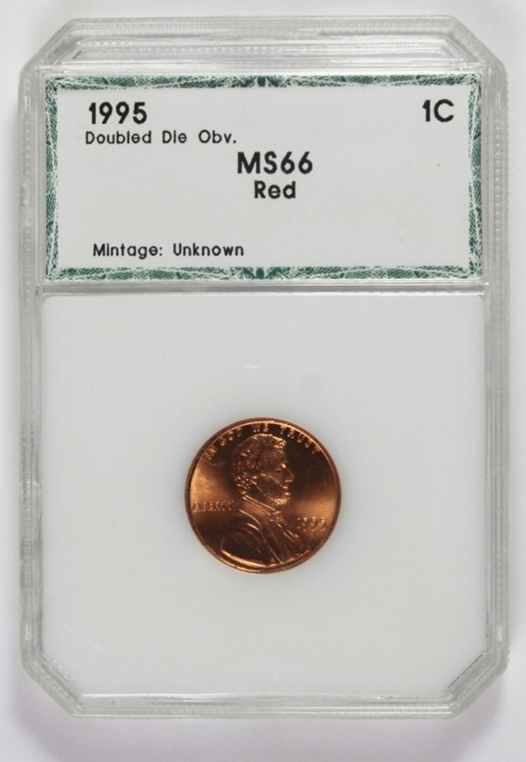 1995 DOUBLE DIE LINCOLN CENT: PCI MS 66 RED! ESTIMNATE: $200-$250