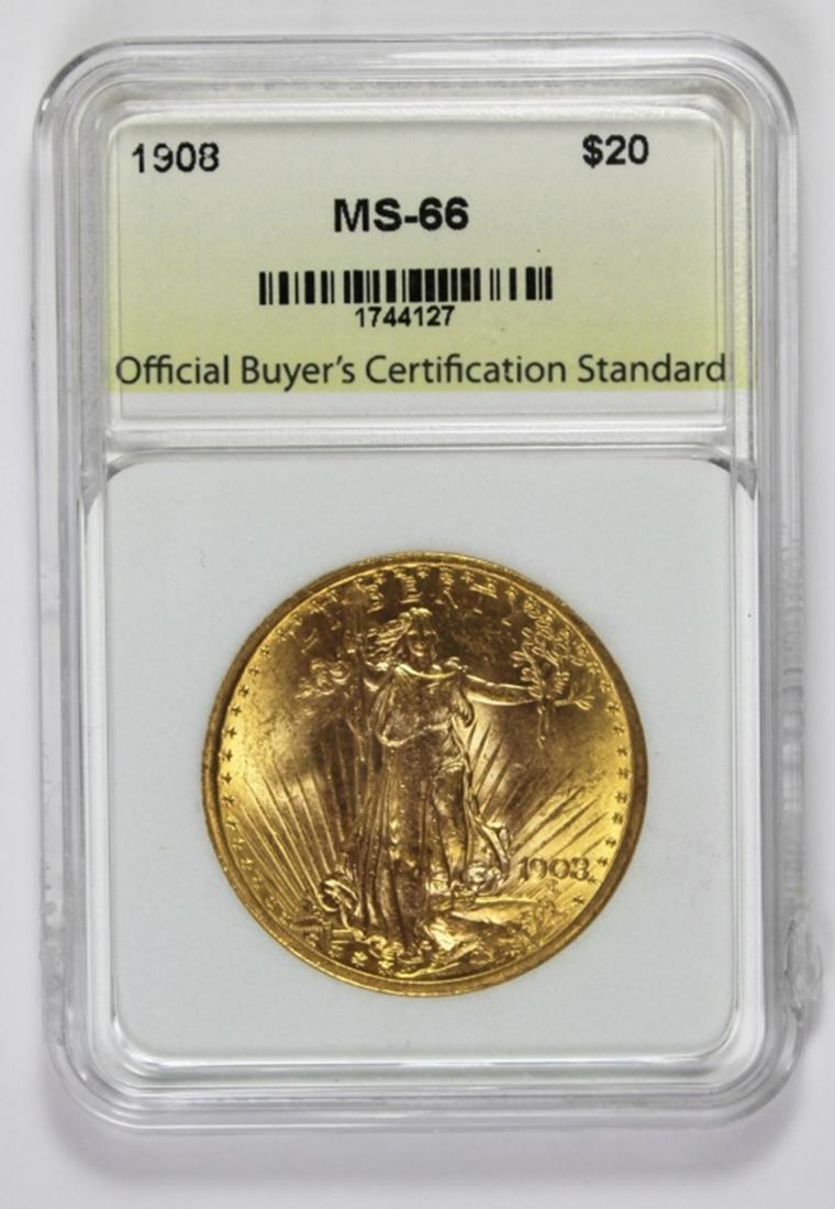 1908 $20 ST. GAUDEN'S GOLD (1 of 2)