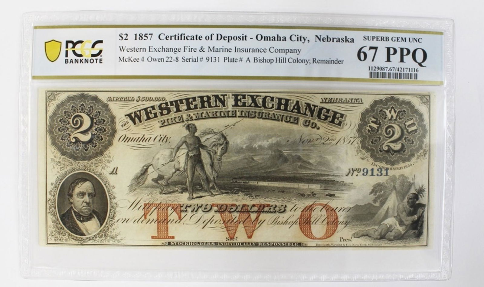 1857 $2 OMAHA CITY WESTERN EXCHANGE (1 of 2)