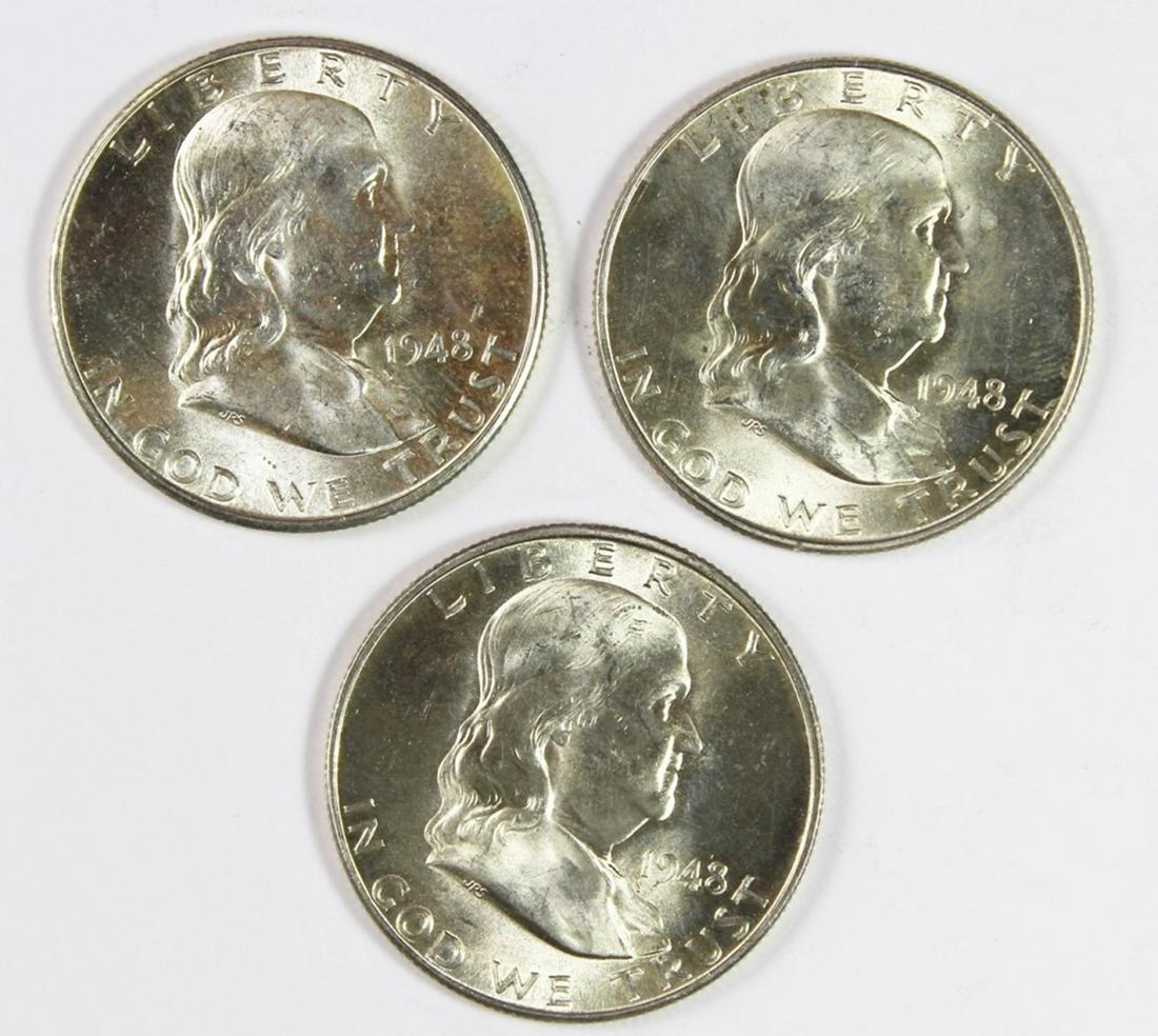(3) 1948-D FRANKLIN HALF DOLLARS (1 of 2)