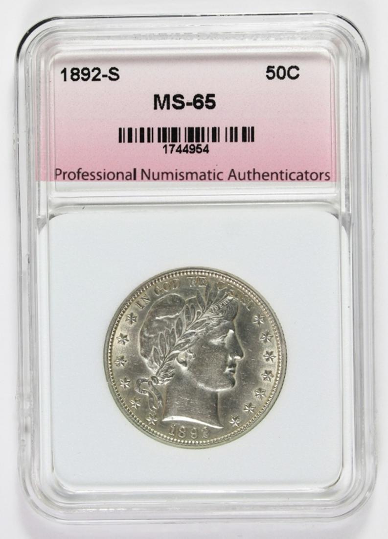 1892-S BARBER HALF DOLLAR (1 of 2)