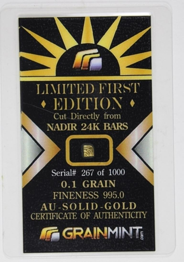 1 GOLD GRAIN: .999 PURE GOLD. ESTIMATE: $50-$75