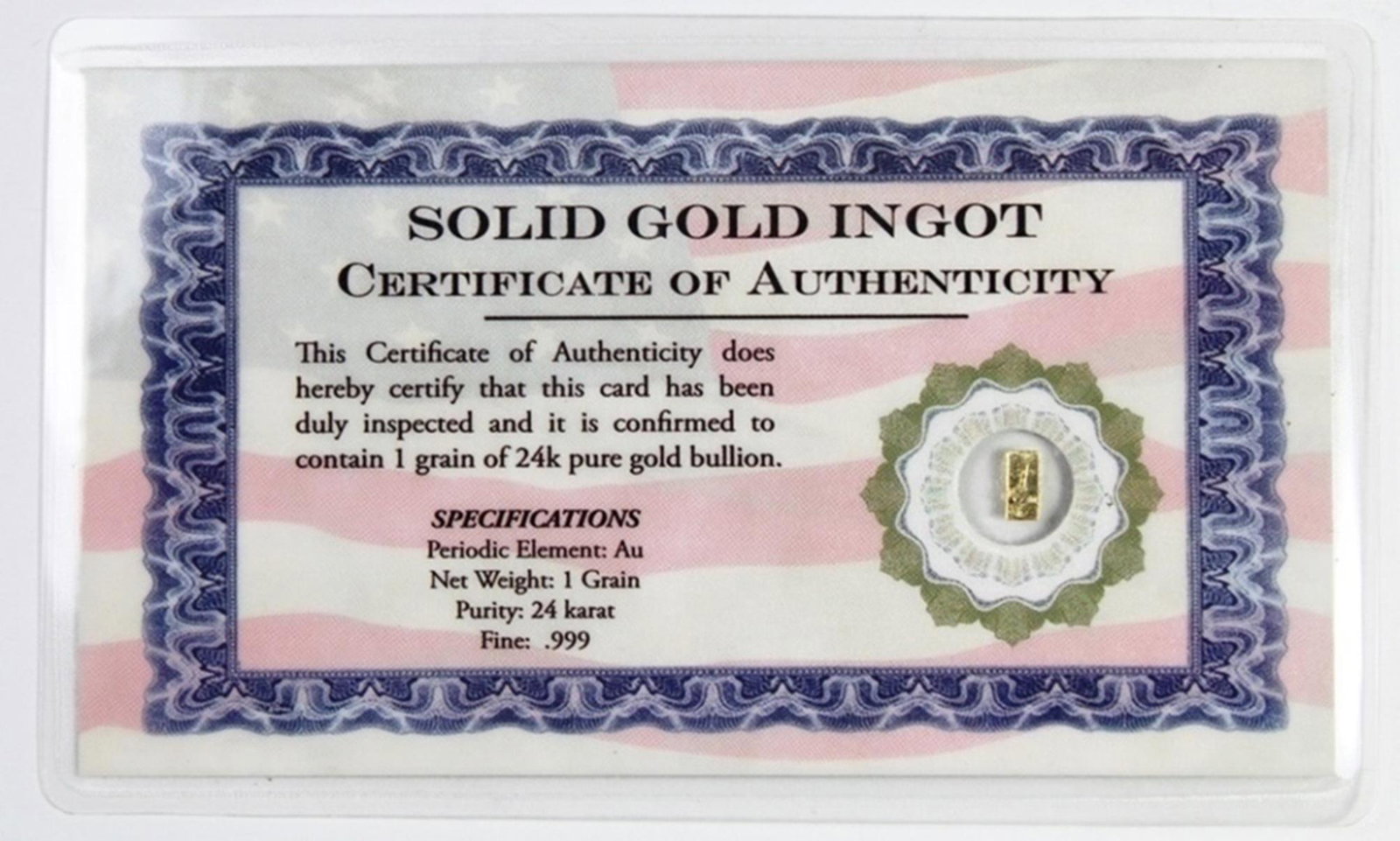 GOLD GRAIN: .999 PURE GOLD. ESTIMATE: $50-$75