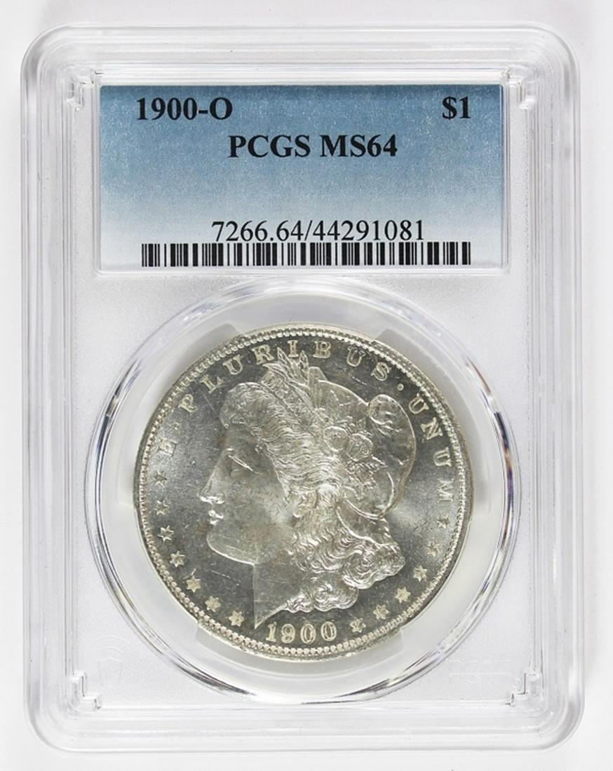 1900-O MORGAN SILVER DOLLAR: PCGS MS 64 BLAST WHITE! ESTIMATE: $150-$200