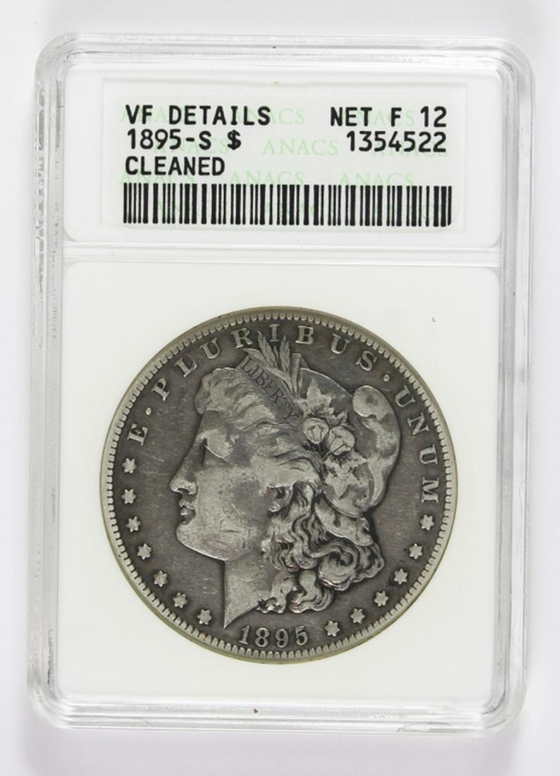 1895-S MORGAN SILVER DOLLAR: ANACS VF INSIGNIFICANT CLEANING LONG AGO. NICE COIN! ESTIMATE: $775-$850